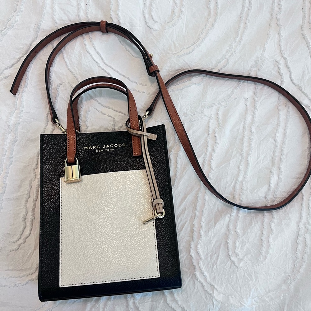 Marc Jacobs Black, White, and Brown Crossbody Bag